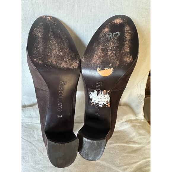 JACK ROGERS Chocolate Brown Suede Pumps Heels Size 8/9 stitched classy suede - Picture 9 of 16